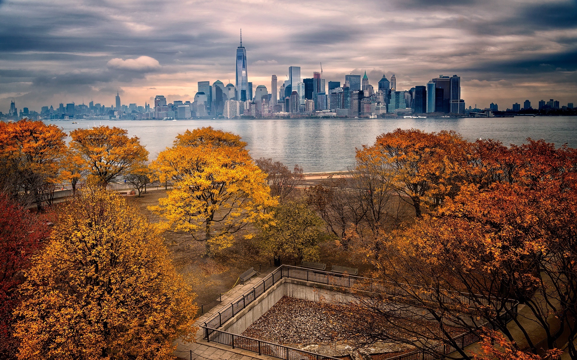 Wallpaper Autumn, Manhattan, New York, Skyscrapers, - Fall In New York Wallpaper For Desktop - HD Wallpaper 