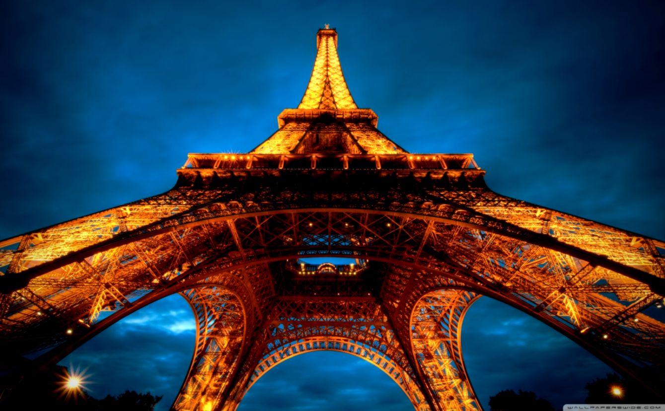 Night Paris Wallpaper Wide Best Image Background - Eiffel Tower - HD Wallpaper 