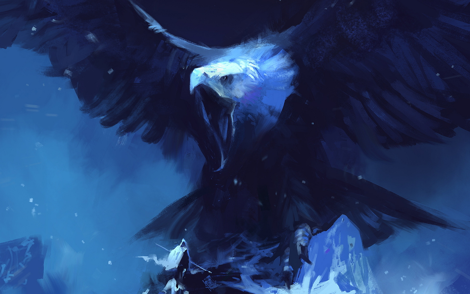 Desktop Hd Giant Eagle Wallpaper - Bird Fantasy Art - HD Wallpaper 
