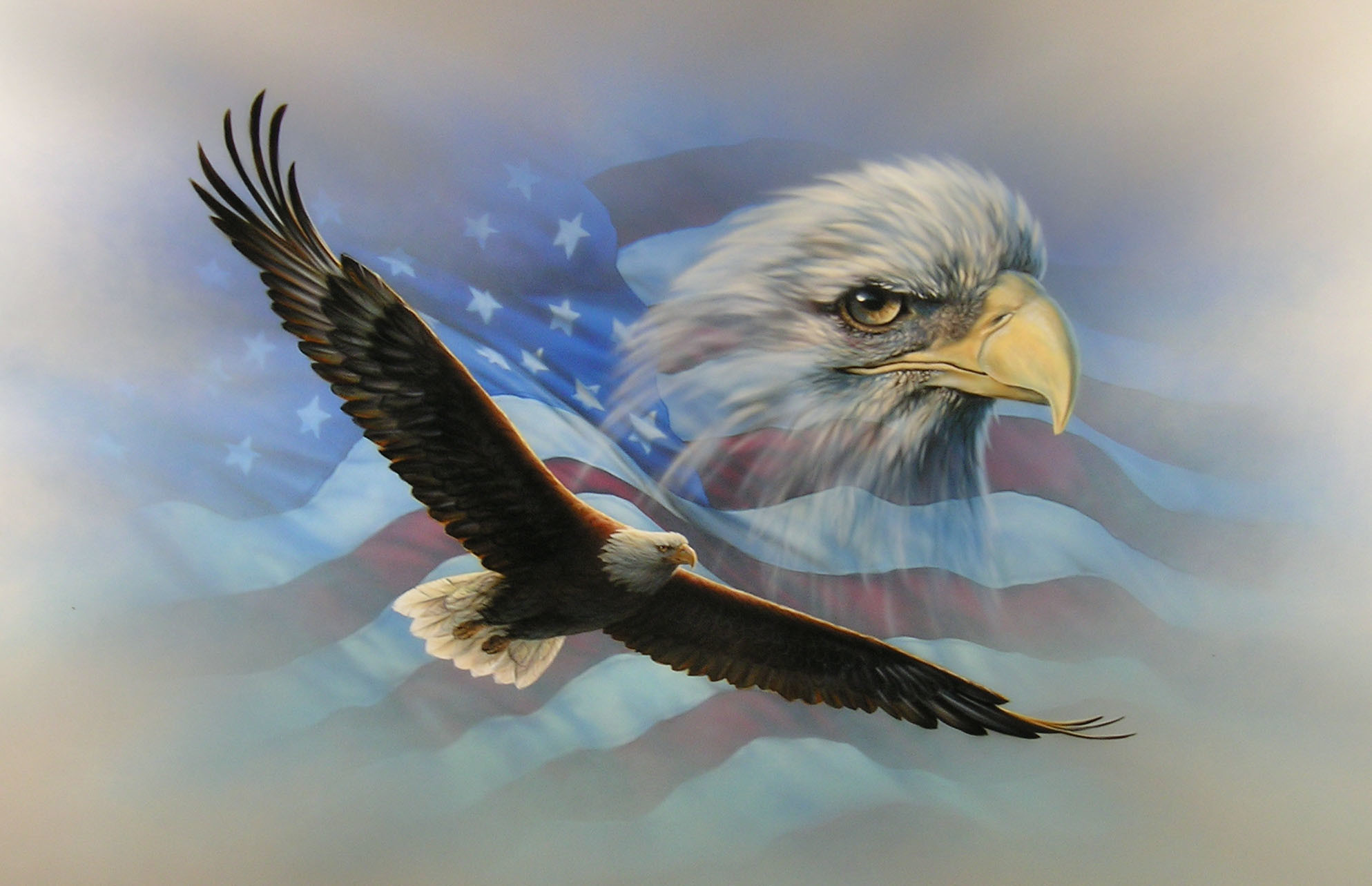 American Flag Eagle Wallpaper - American Flag With Eagle Background - HD Wallpaper 