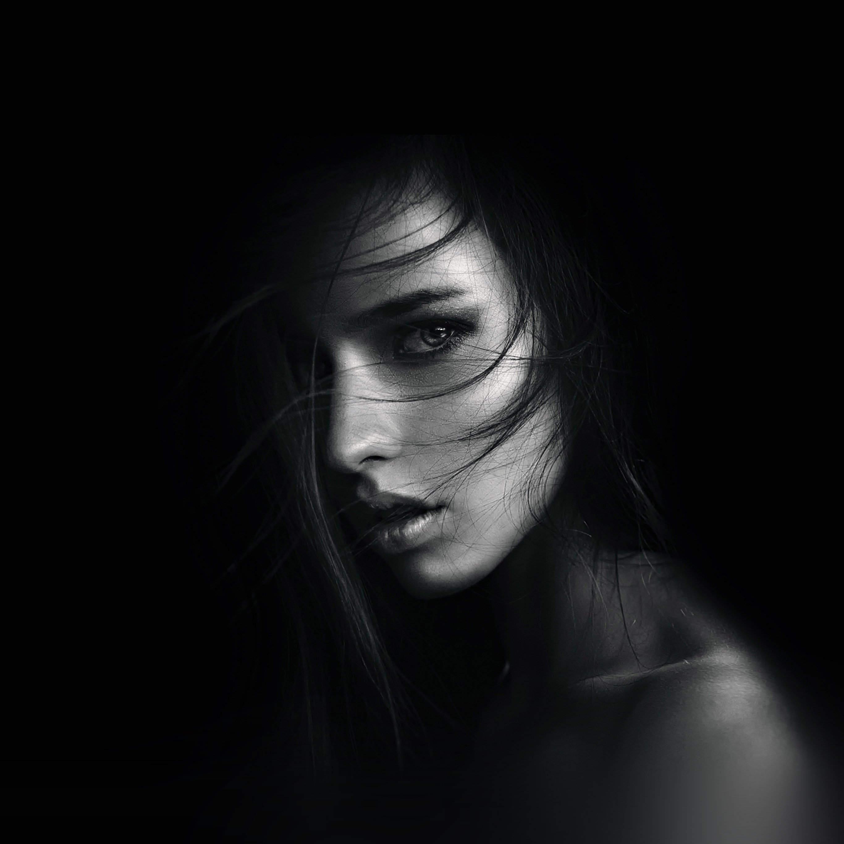 Black And White Womans Face - HD Wallpaper 