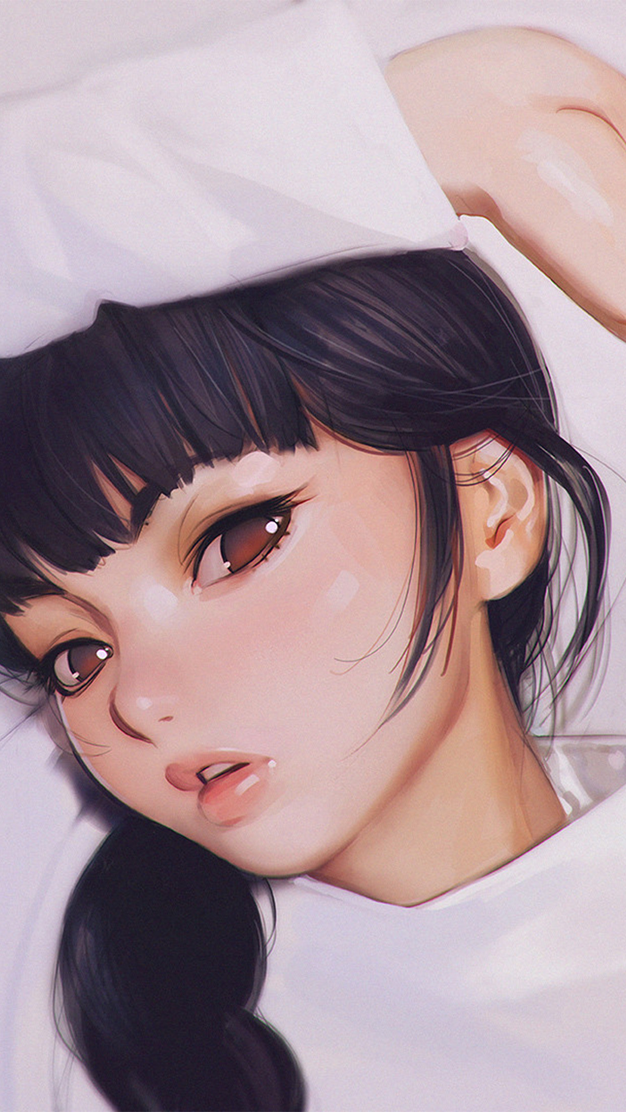 Ilya Kuvshinov Anime Girl Shy Cute Illustration Art - Cute Wallpaper Iphone Girl - HD Wallpaper 