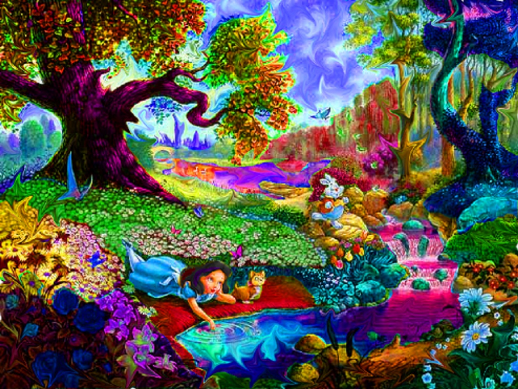 Unique Colorful Wallpaper 1080p Design,, Awesome - Trippy Alice In Wonderland - HD Wallpaper 