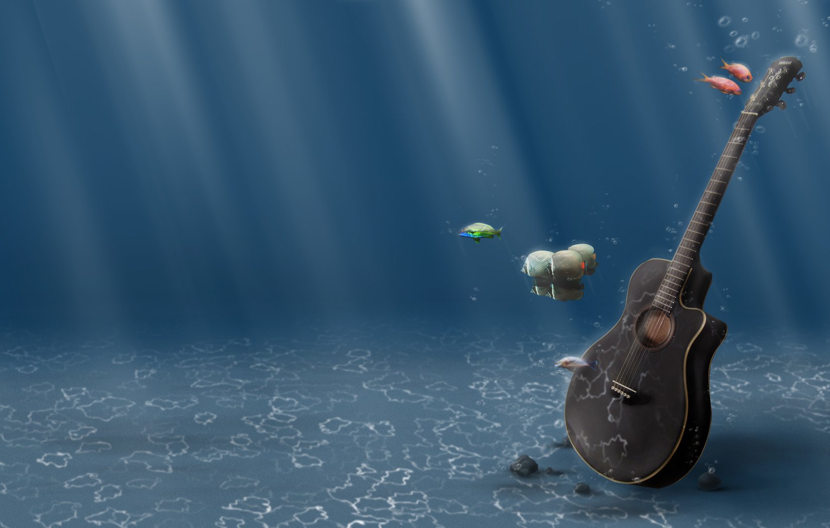 Guitar Under Water - HD Wallpaper 