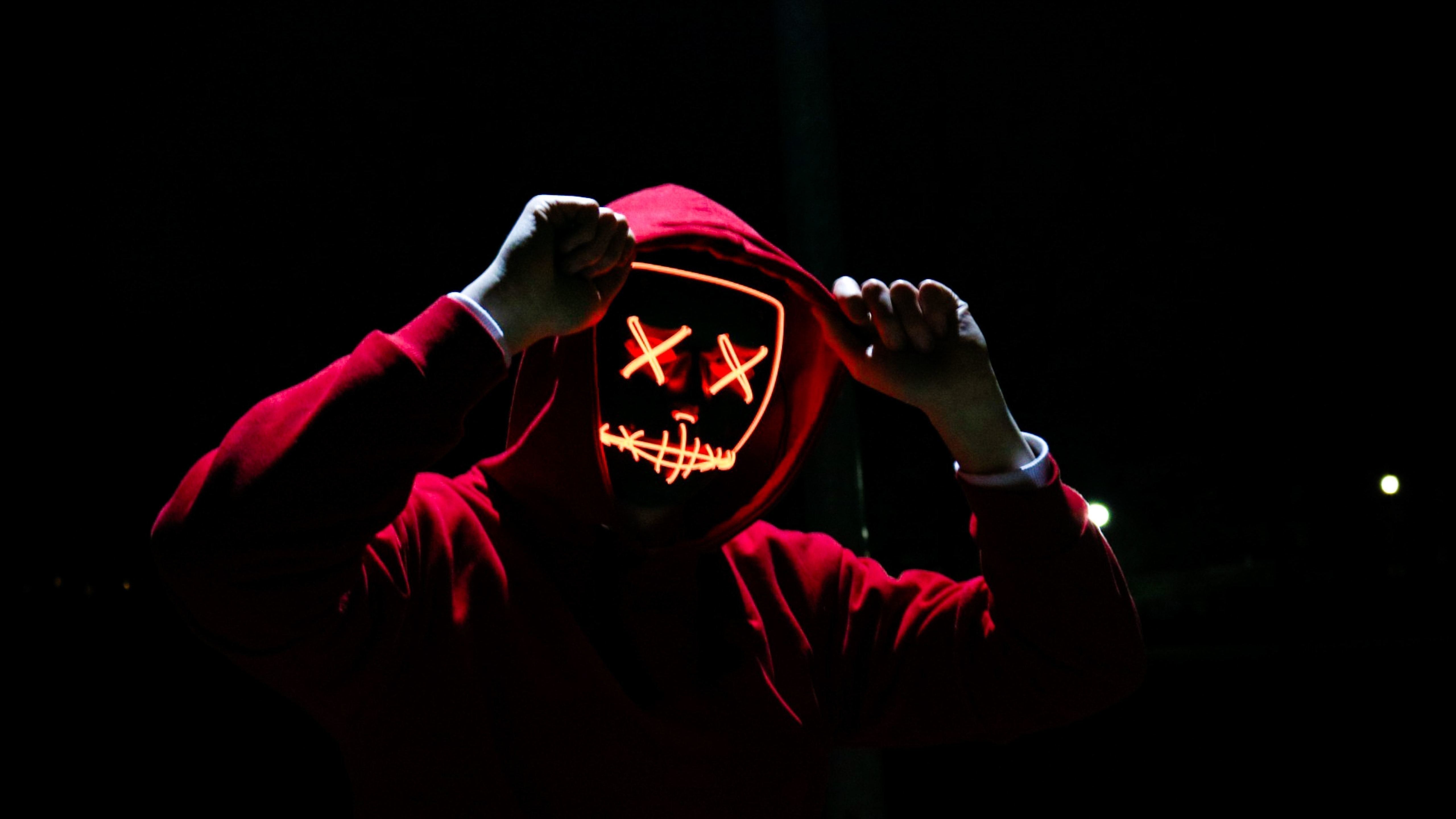 Neon Light Face Horror Wallpaper - Led Mask - HD Wallpaper 