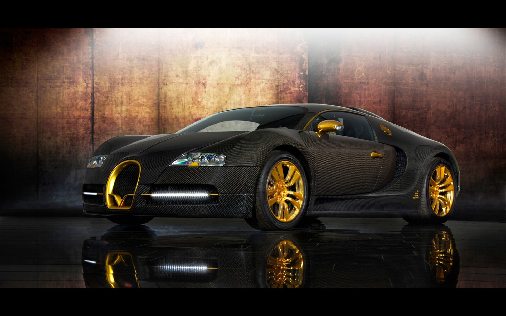 1920x1200, Gold And Black Ferrari Wallpaper 11 High - Bugatti Veyron Black And Gold - HD Wallpaper 