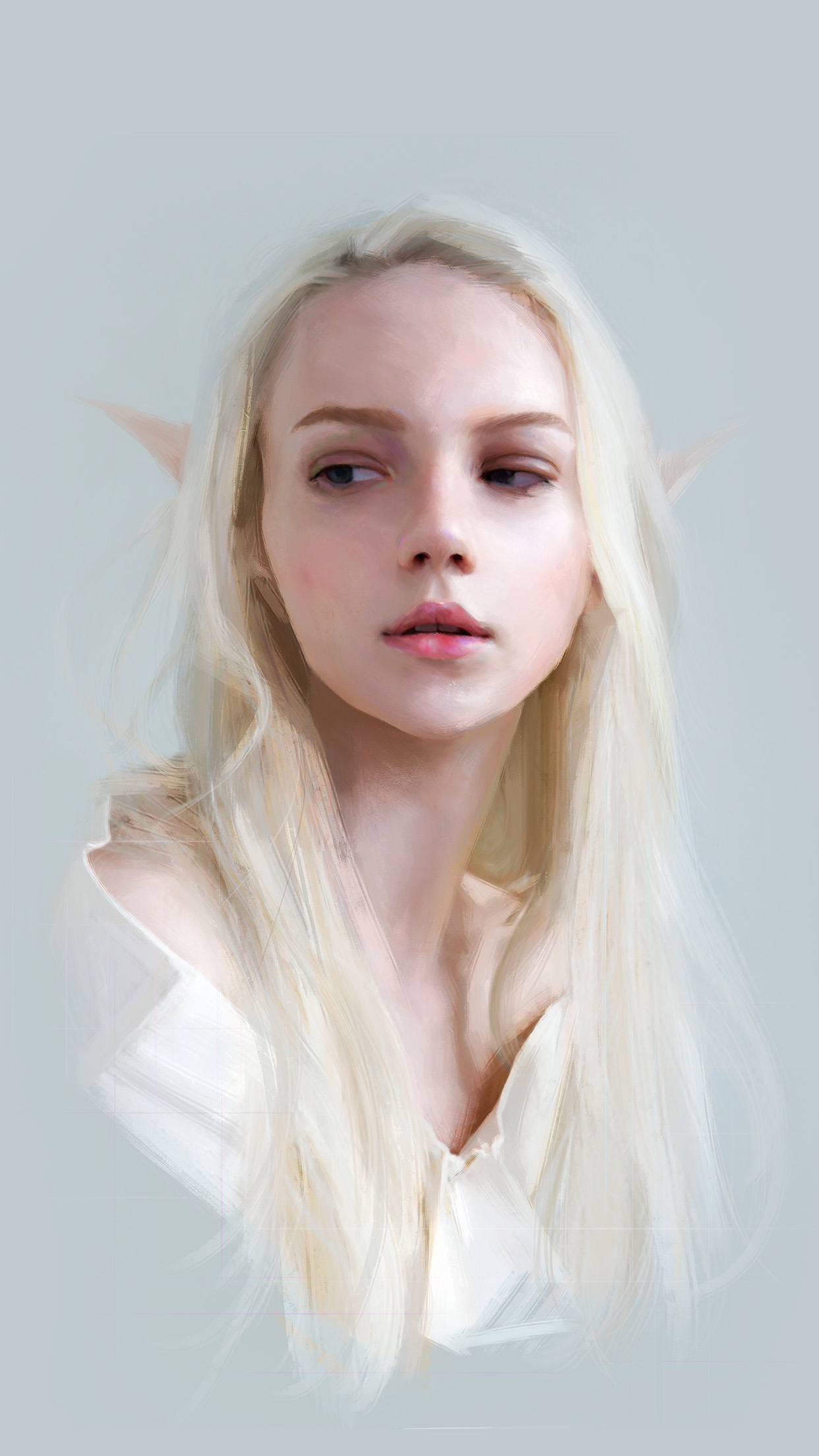 Aries Bianco Face Cute Girl Illustration Art Android - Cute Girl Face Art - HD Wallpaper 