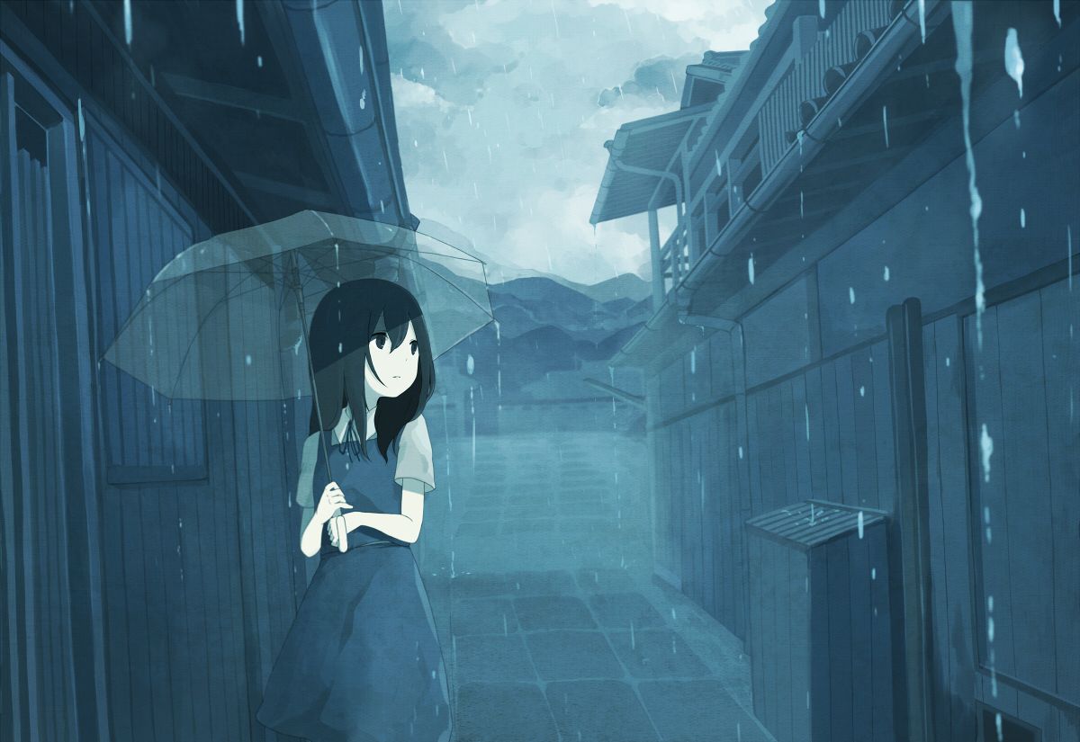 Sad Anime Girl Wallpapers - Anime Girl In The Rain - HD Wallpaper 