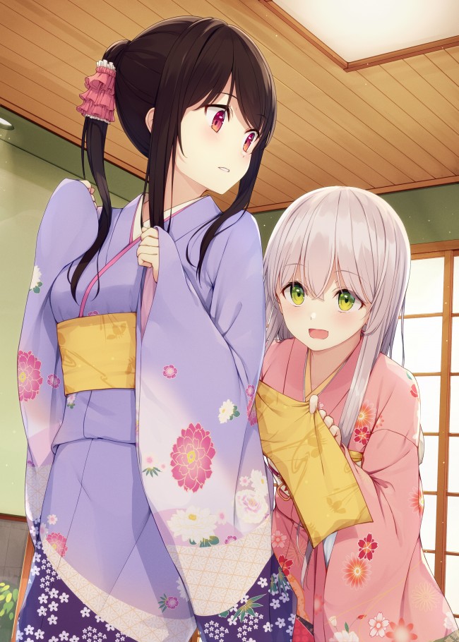 Anime Girls, Kimono, Room, Cute, Getting Ready - Girl Cute Anime 2019 - HD Wallpaper 
