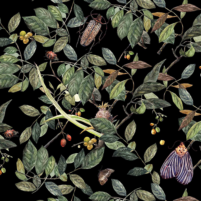 Brett Design Black Botanical-wallpaper Mylar Mural - Anthurium - HD Wallpaper 