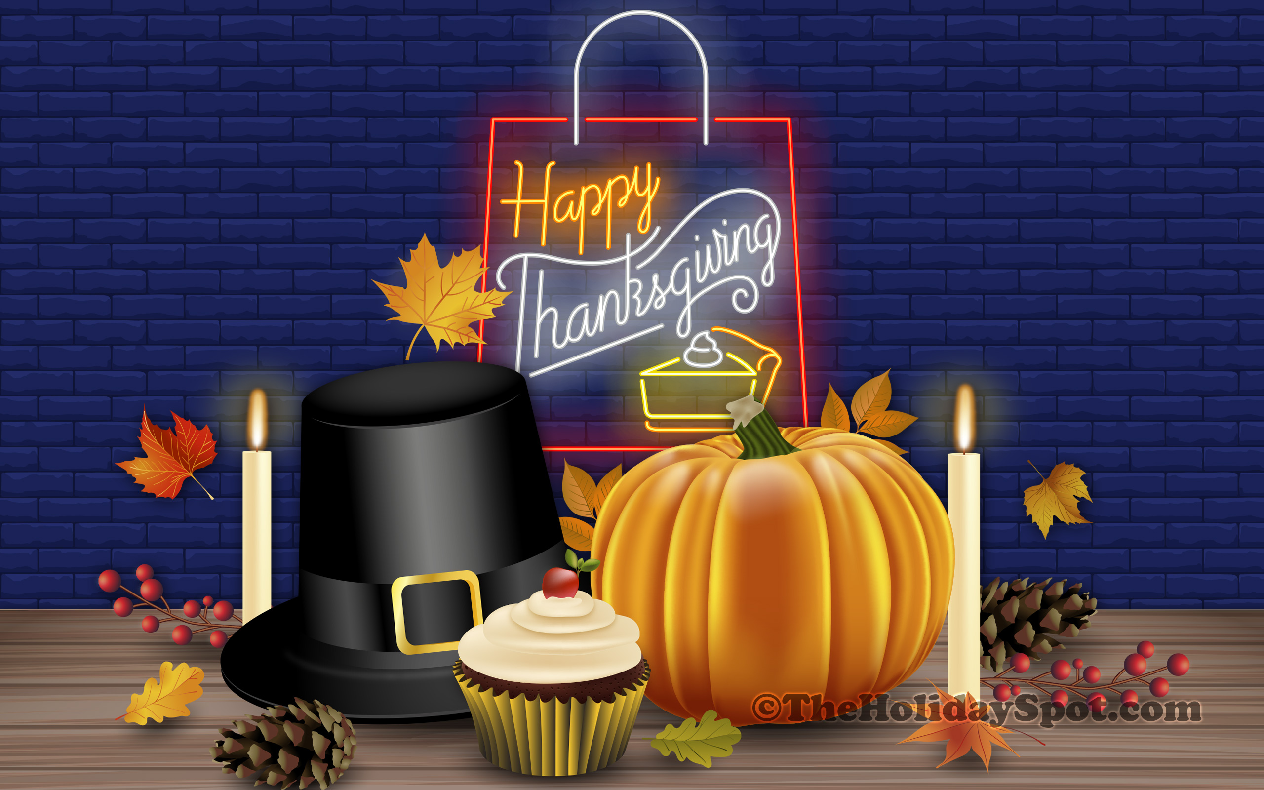 Hd Colorful Wallpaper With Glowing Happy Thanksgiving - Thanksgiving - HD Wallpaper 