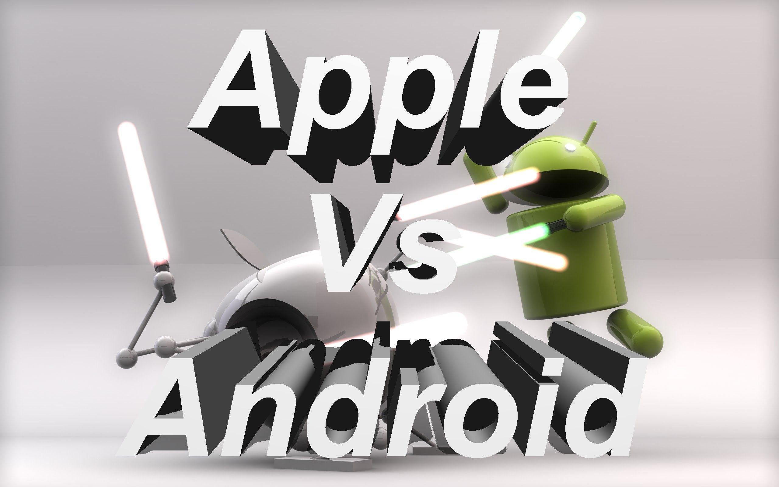 3d Wallpaper Of Android Vs Apple - Android Vs Apple - HD Wallpaper 