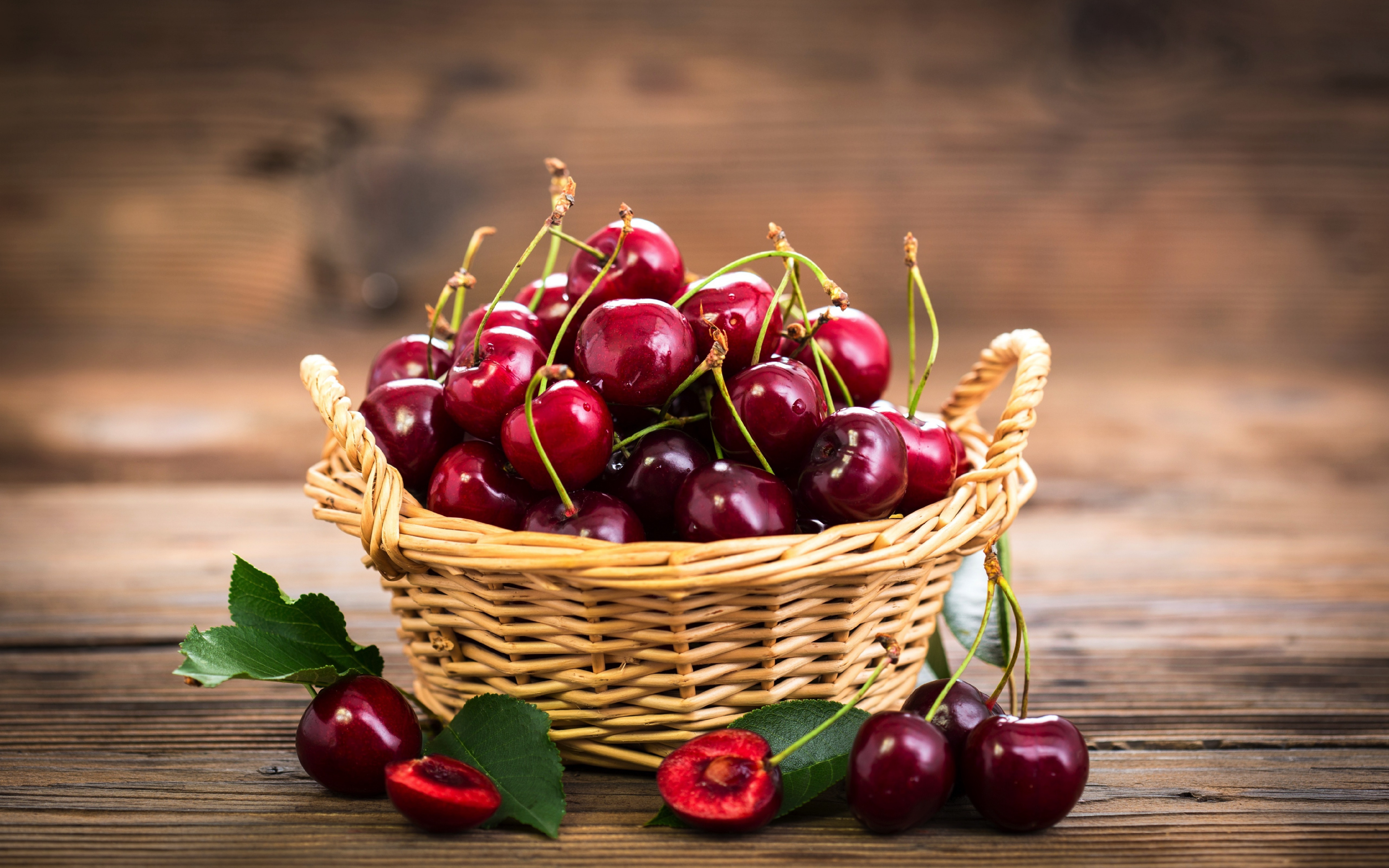 Cherry, Fruits Basket, Ripen, Wallpaper - Full Hd Fruit Basket - HD Wallpaper 