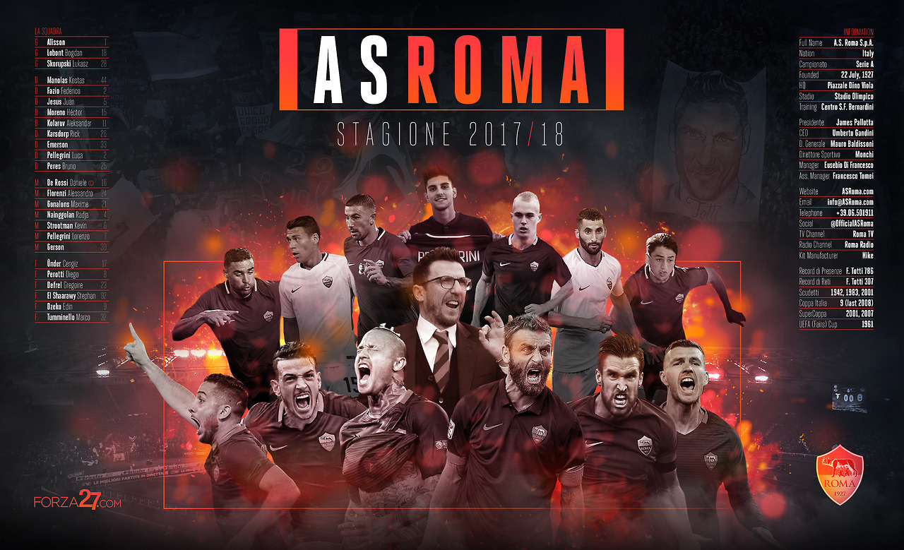 As Roma Stagione 2017/18 Wallpaper - Roma 2017 - HD Wallpaper 