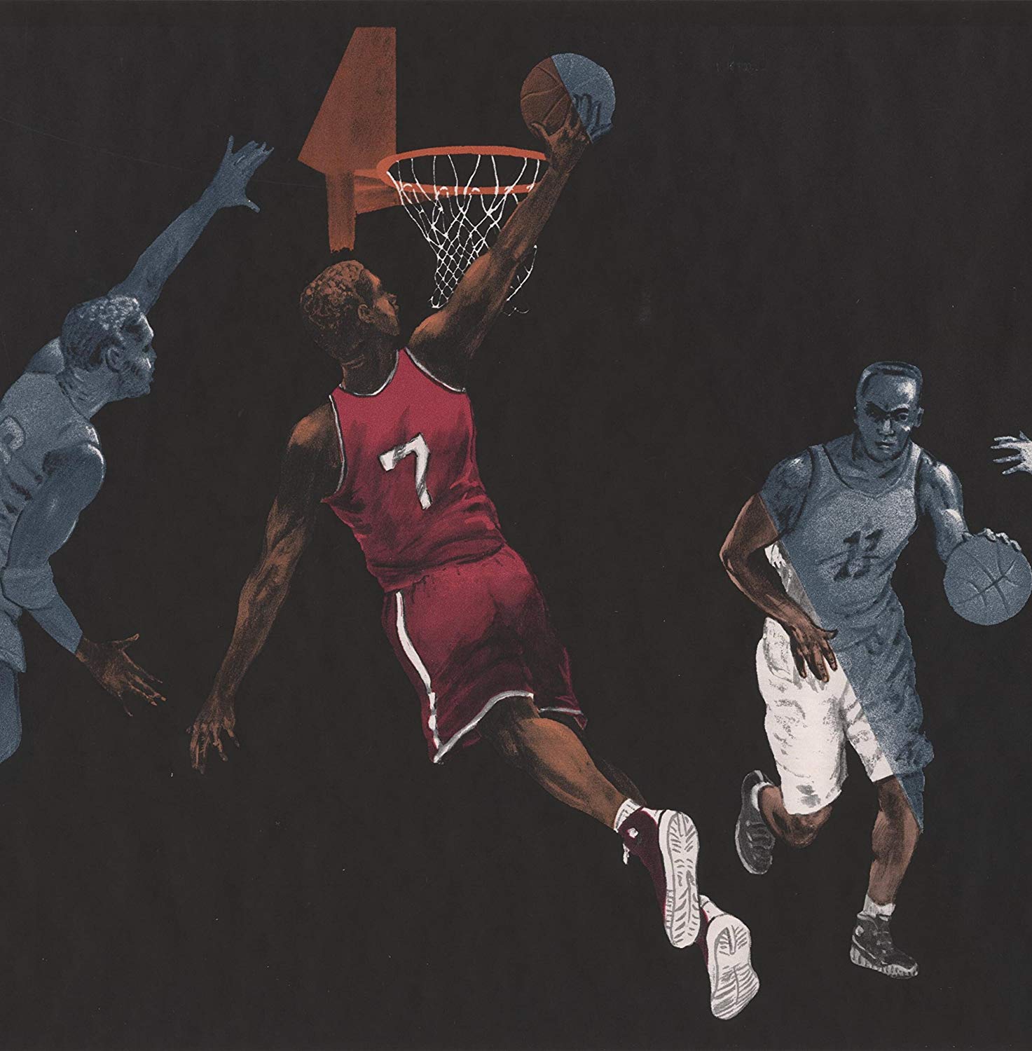 York Wallcoverings Basketball Players Black Sports - HD Wallpaper 