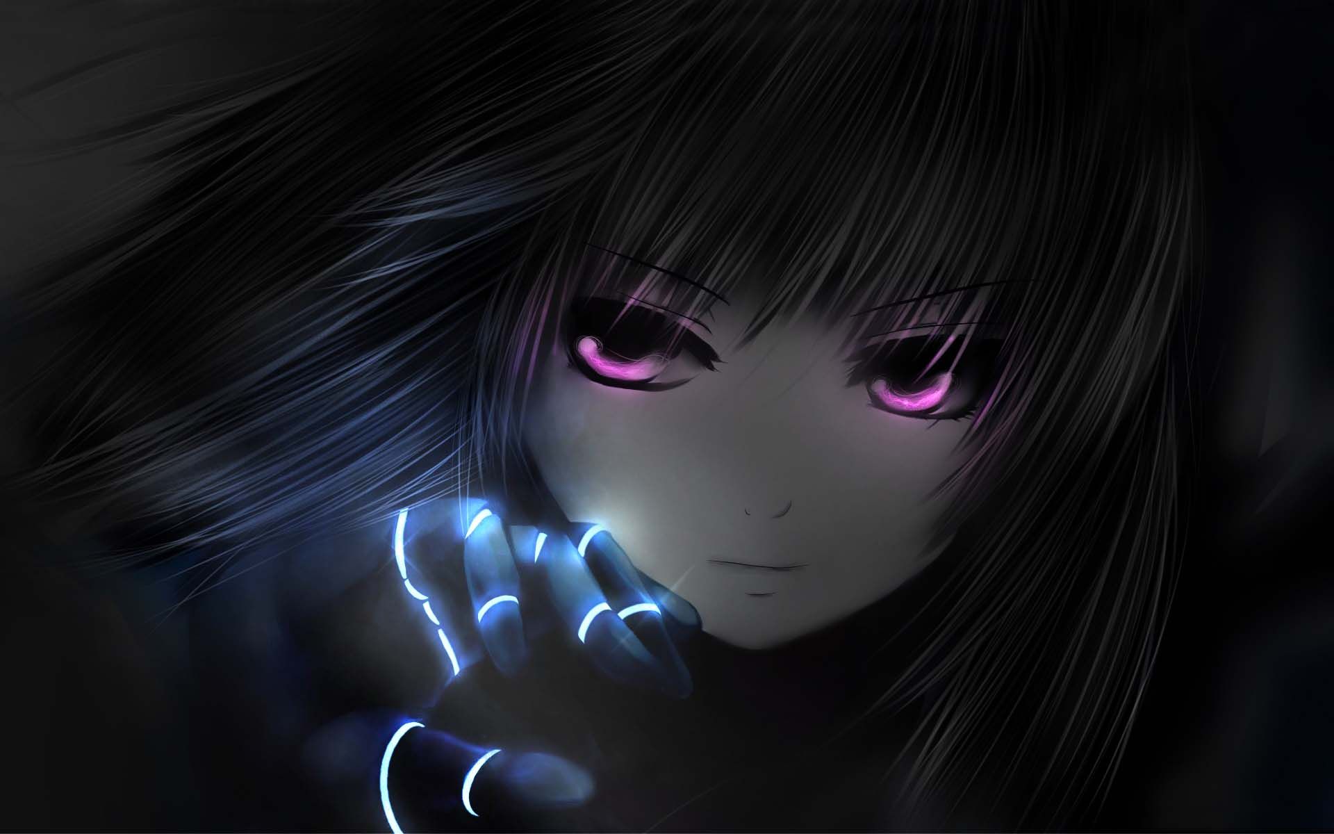 Anime Girl Purple Eyes - HD Wallpaper 