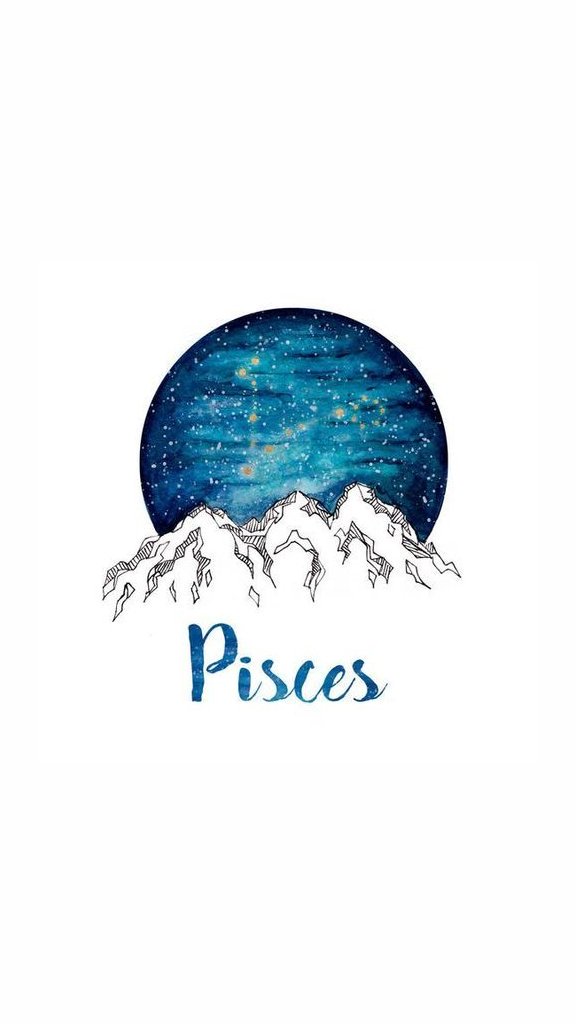 Pisces Zodiac Watercolor - HD Wallpaper 