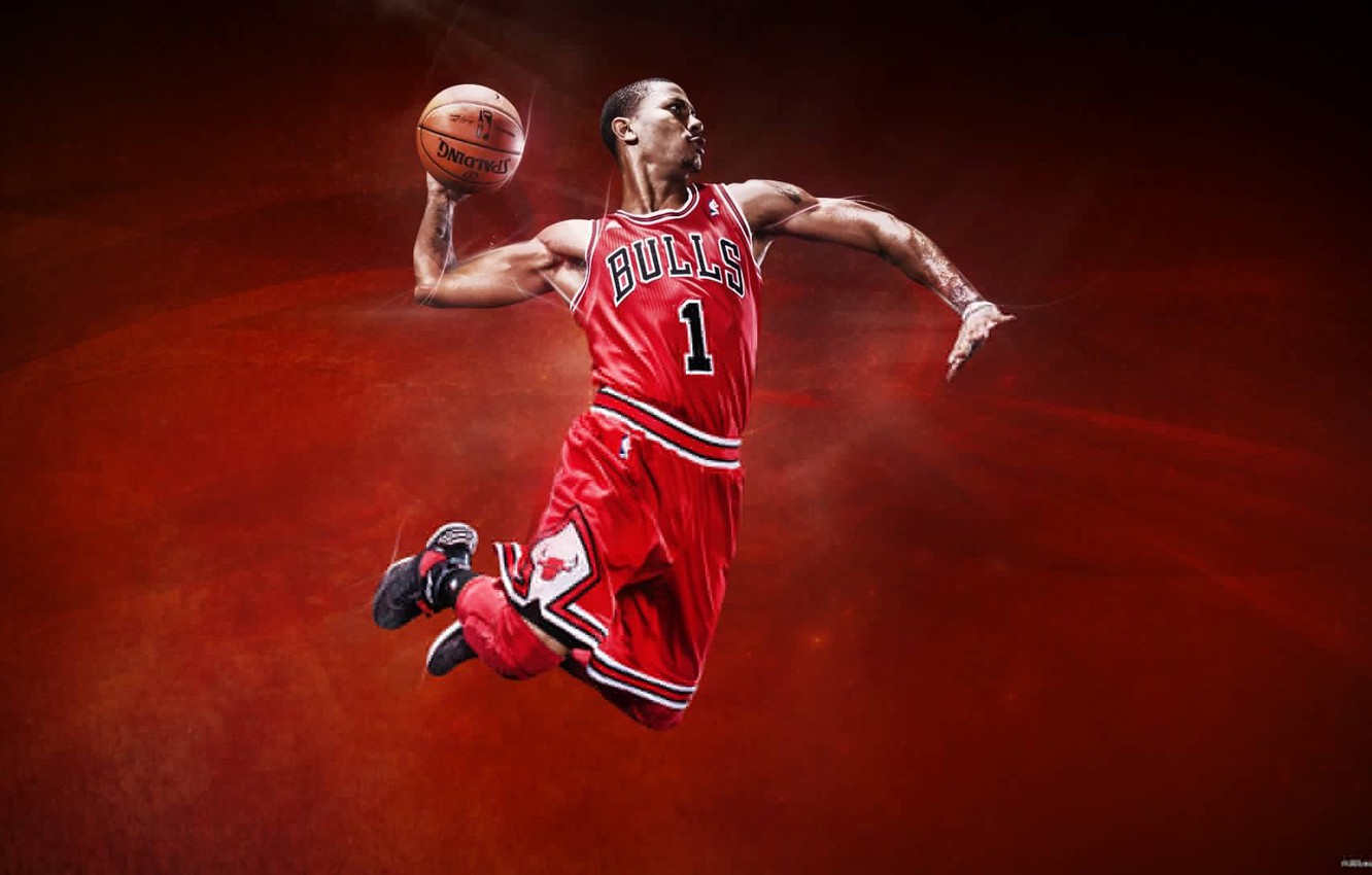 Photo Wallpaper Basketball, Flying, Nba, Chicago Bulls, - Derrick Rose Bulls - HD Wallpaper 