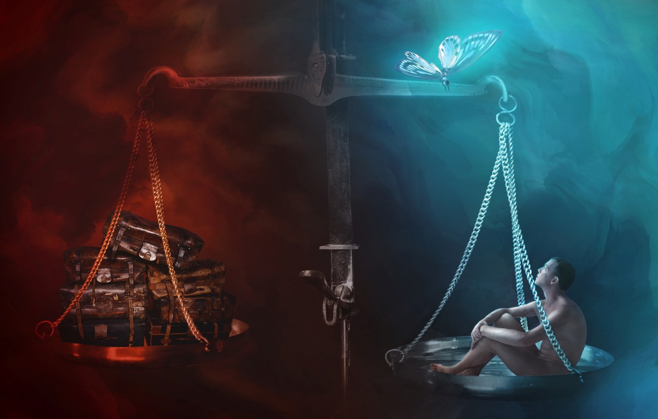 Photo Wallpaper People, Libra, The Weight Of A Butterfly - Весы Жизни - HD Wallpaper 