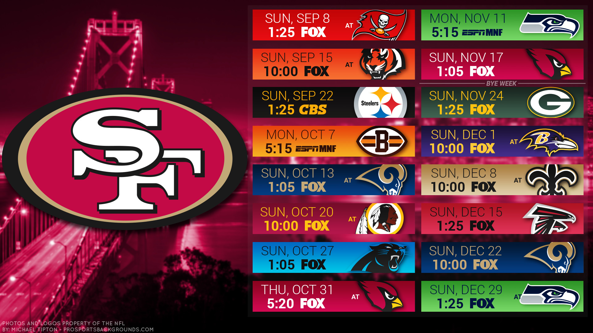 1920x1080, San Francisco 49ers City 2019 Schedule Background - Sf 49ers 2019 Schedule - HD Wallpaper 