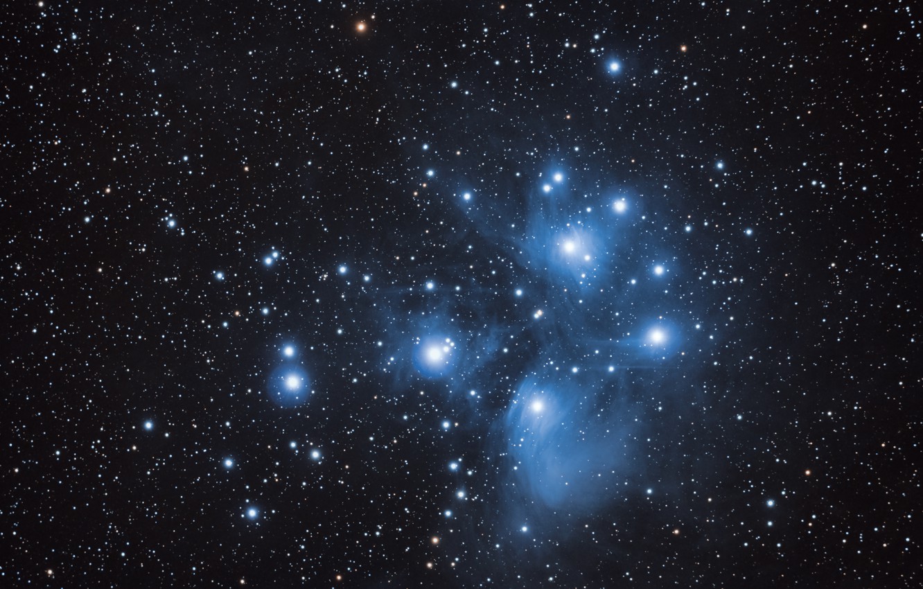 Photo Wallpaper The Pleiades, M45, Star Cluster, In - Stars From A Telescope - HD Wallpaper 