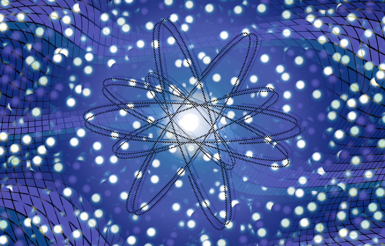 Photo Wallpaper Wave, Particles, Atom - Atom - HD Wallpaper 