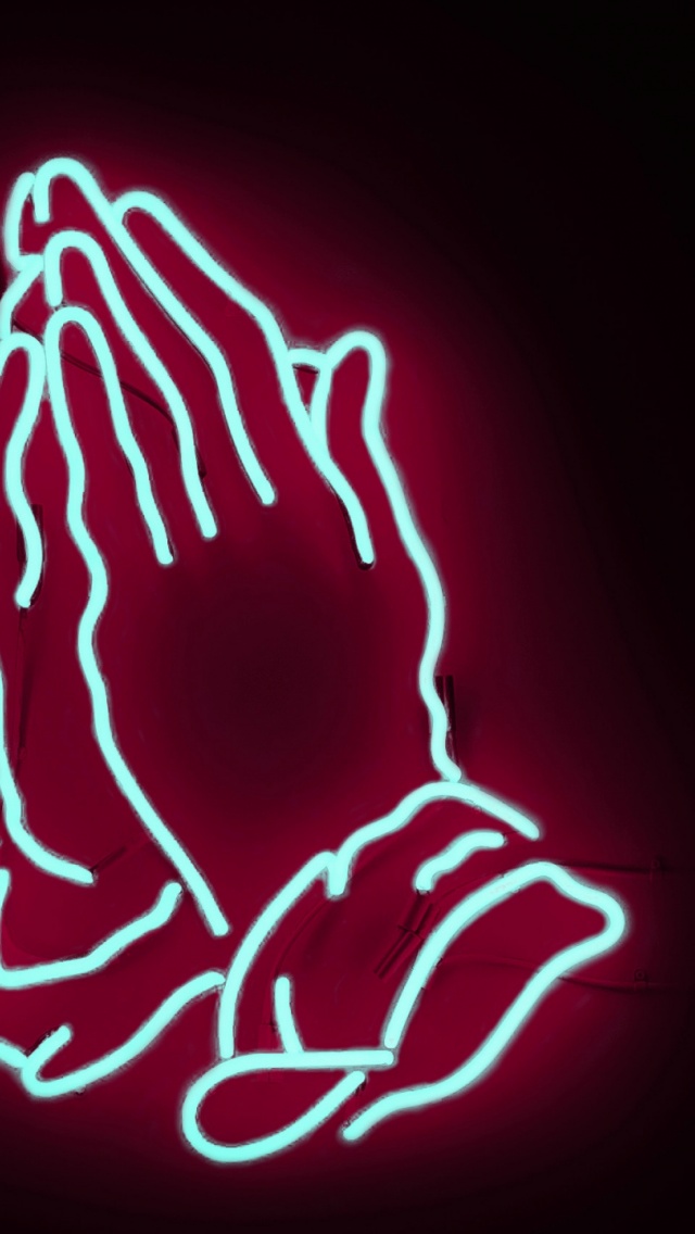 Neon Sign Praying Hands - HD Wallpaper 