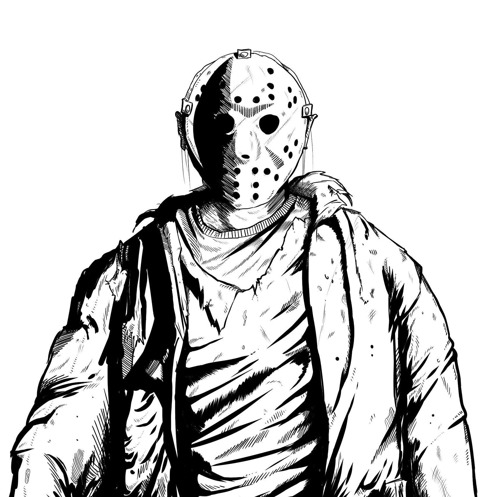 Full Body Jason Voorhees Drawing - HD Wallpaper 