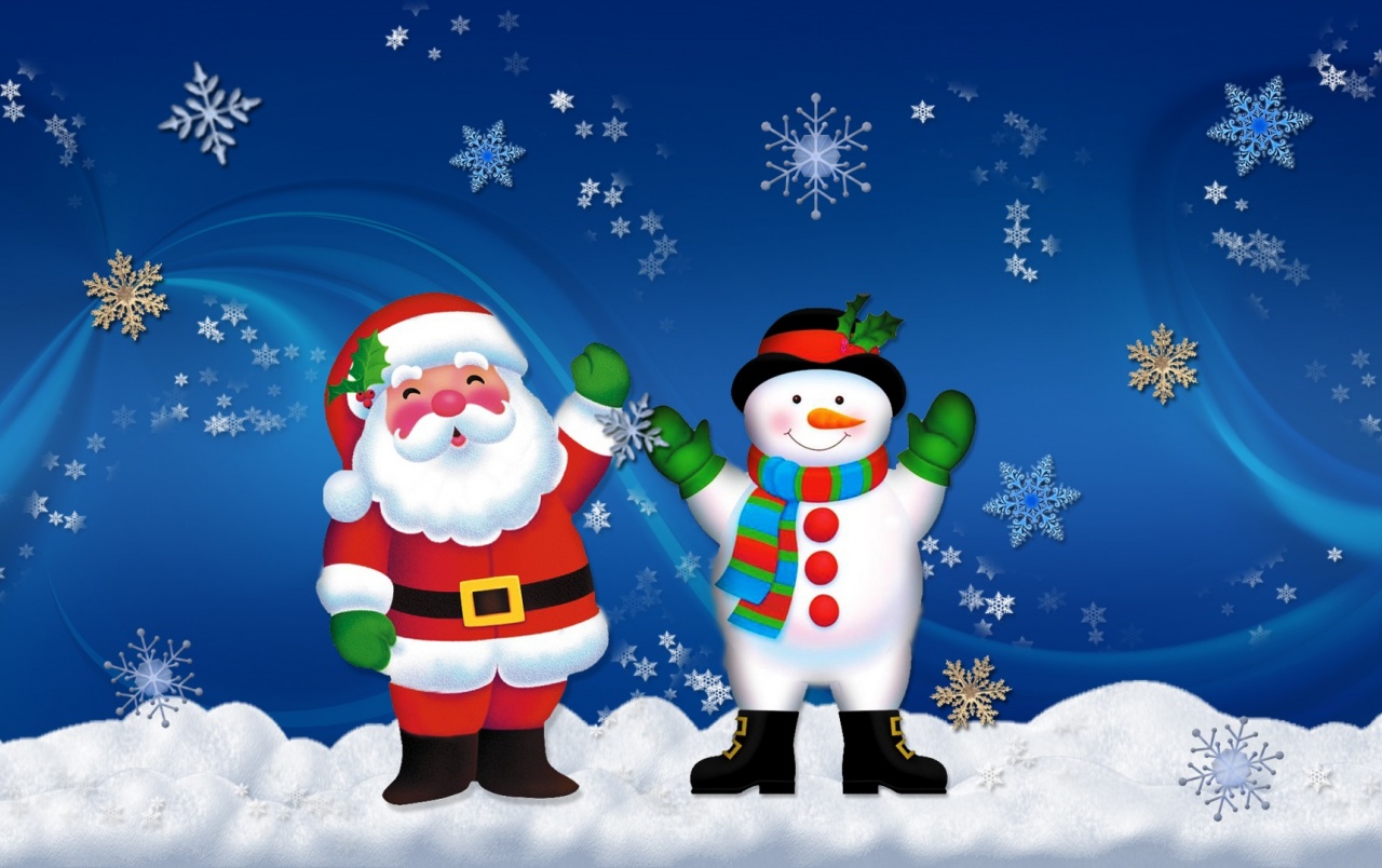 Santa And Snowman Wallpapers - Download Christmas - HD Wallpaper 