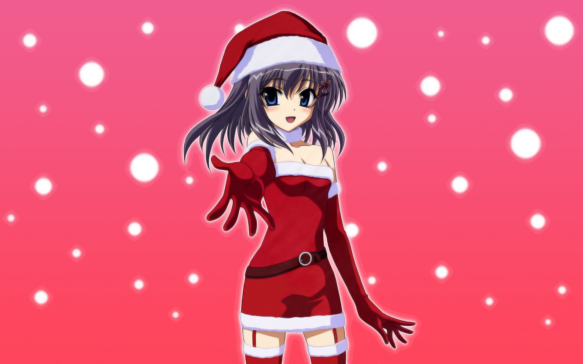 Anime Girl Cute Santa - HD Wallpaper 