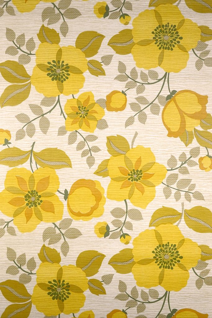 Vintage Floral Wallpaper Yellow - HD Wallpaper 