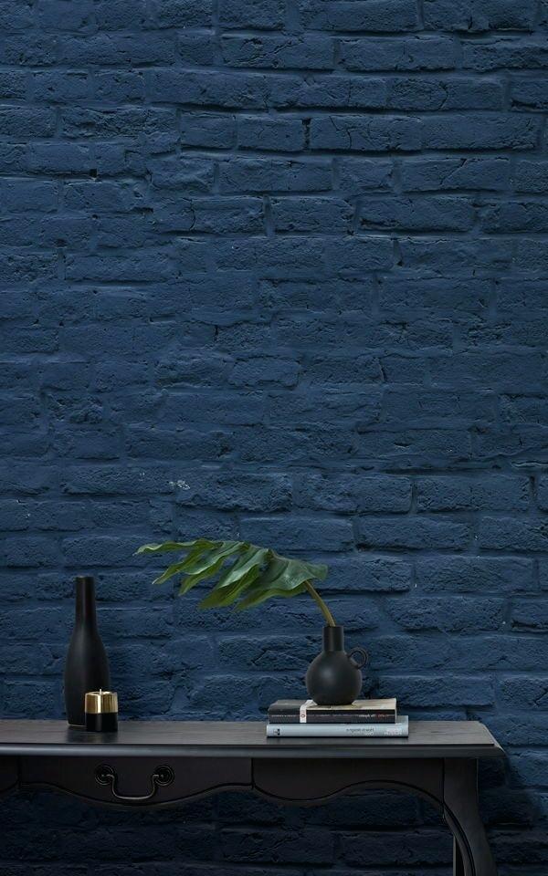 Modern Wallpaper Ideas For Hallways Modern Hallway - Papier Peint Brique Bleu - HD Wallpaper 