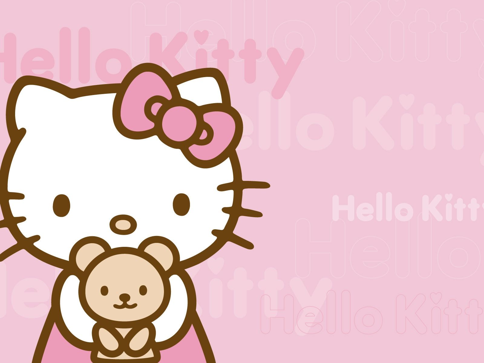Hello Kitty With Teddy Bear - HD Wallpaper 