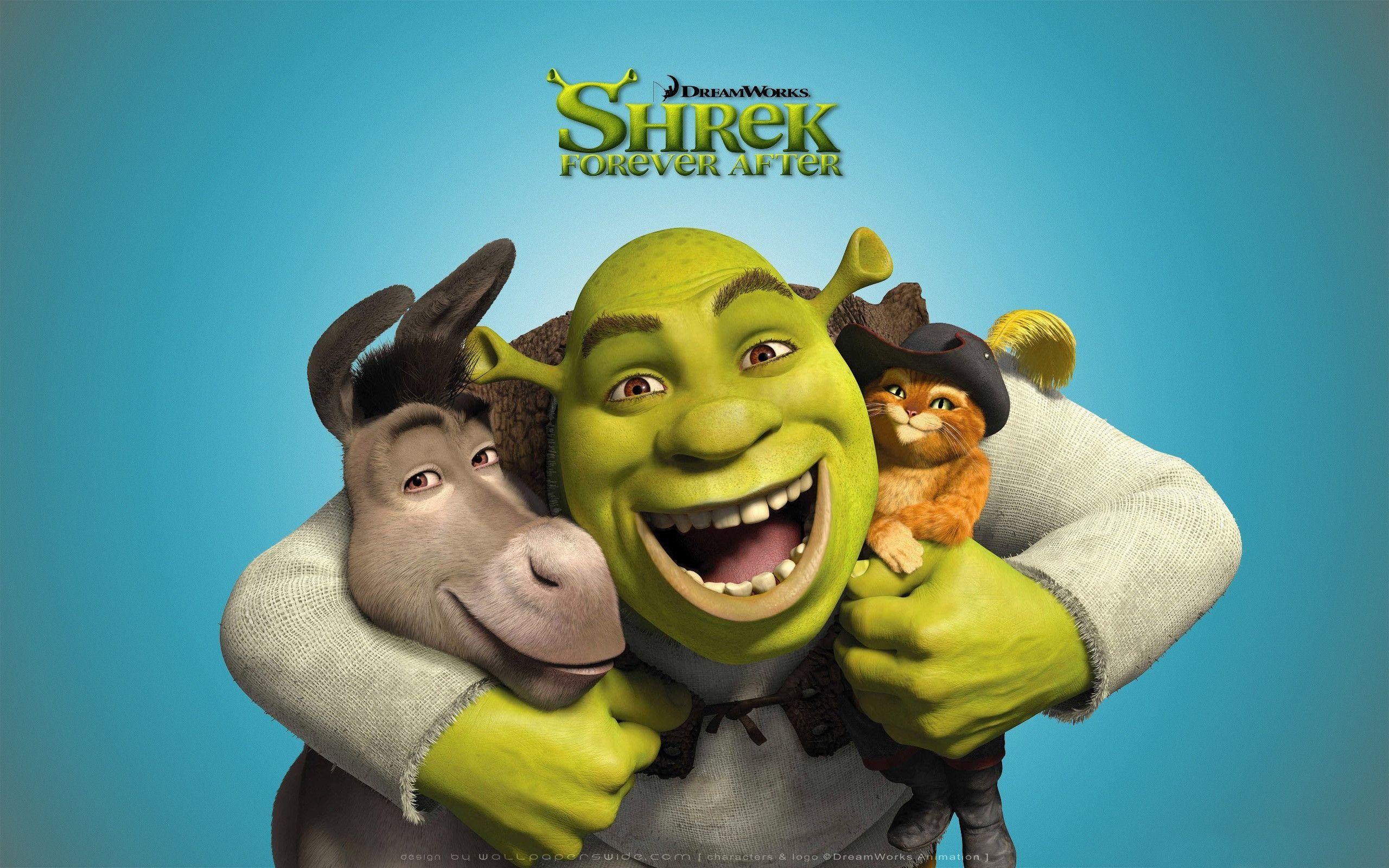 Shrek Forever - Donkey Shrek Puss In Boots - HD Wallpaper 
