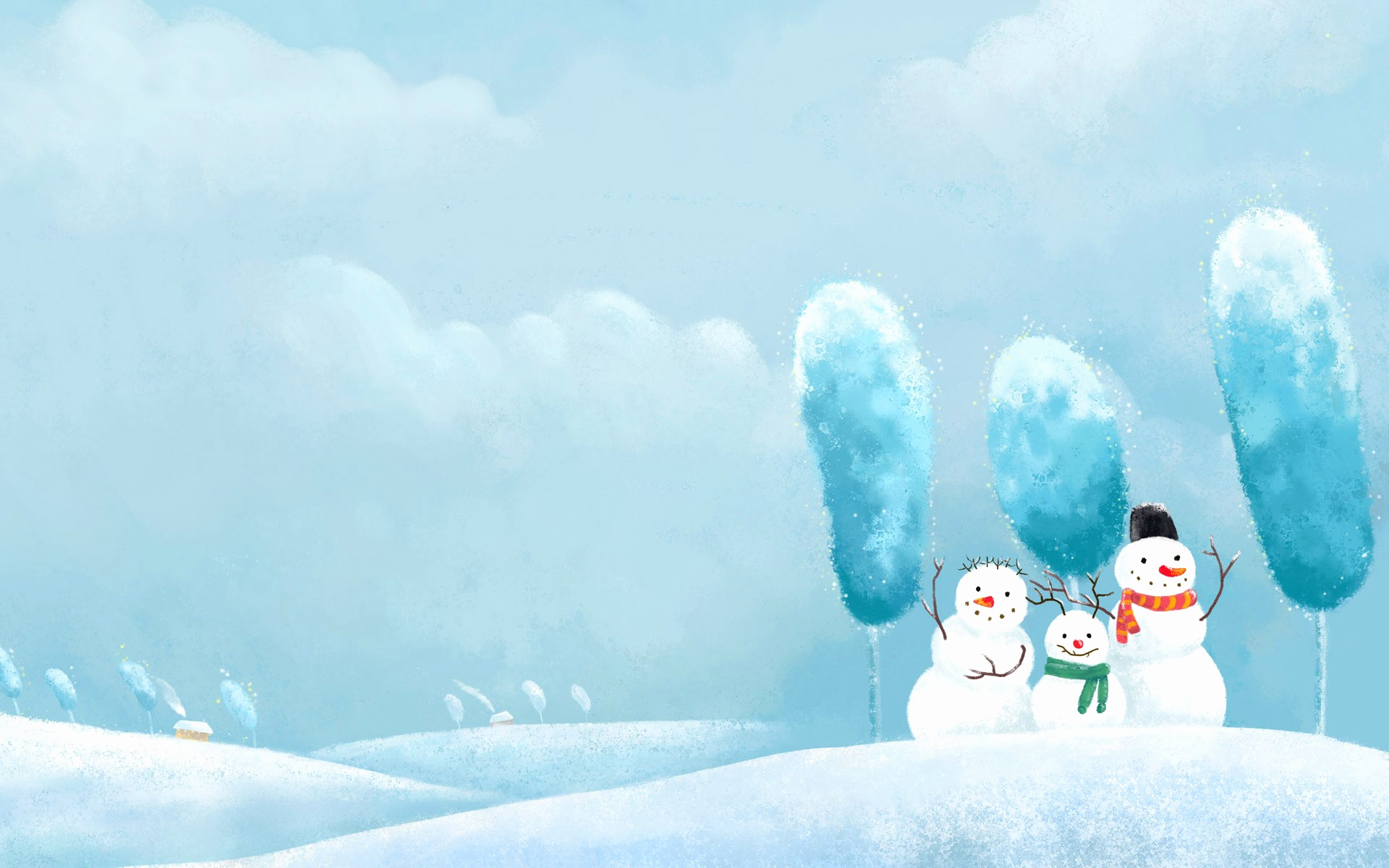 Best Of Winter Snowman Wallpaper Wallpapersafari - New Year's Eve Snow Cartoons - HD Wallpaper 