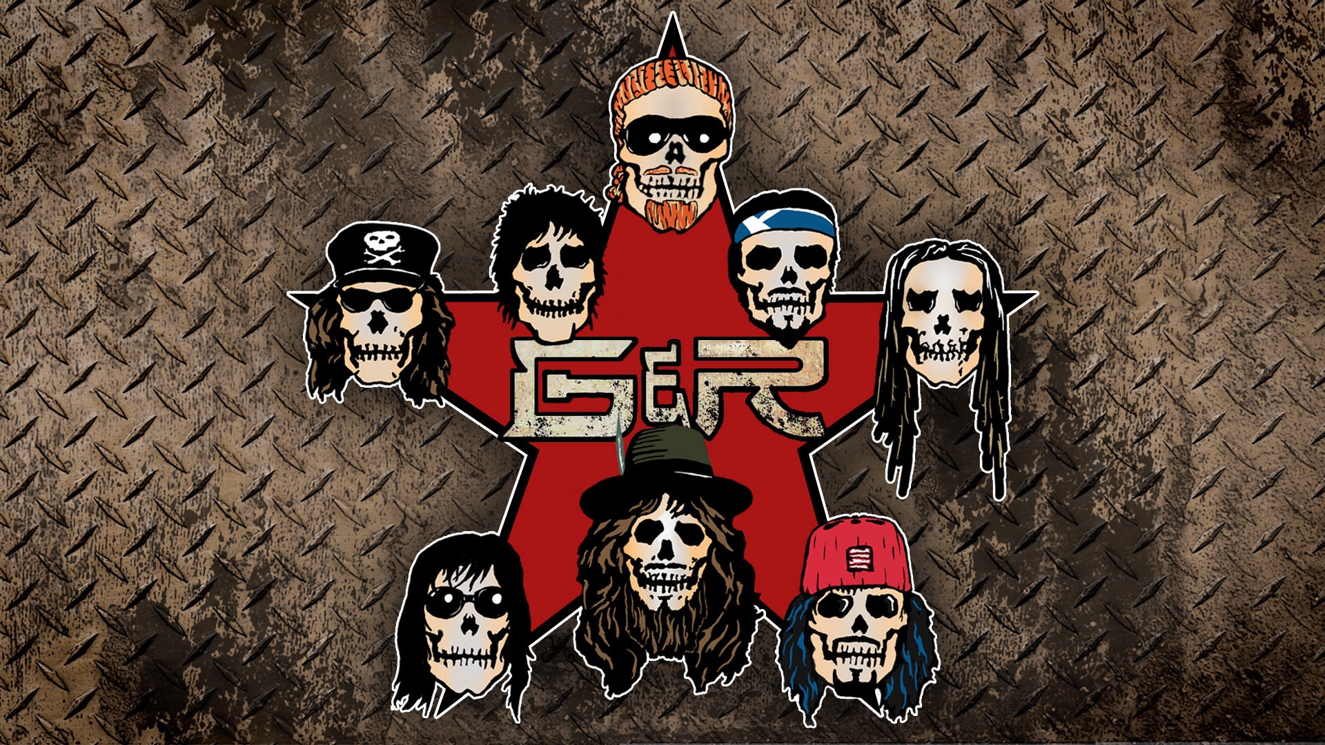 Wallpaper Guns N Roses, Star, Skulls, Hair, Background - HD Wallpaper 
