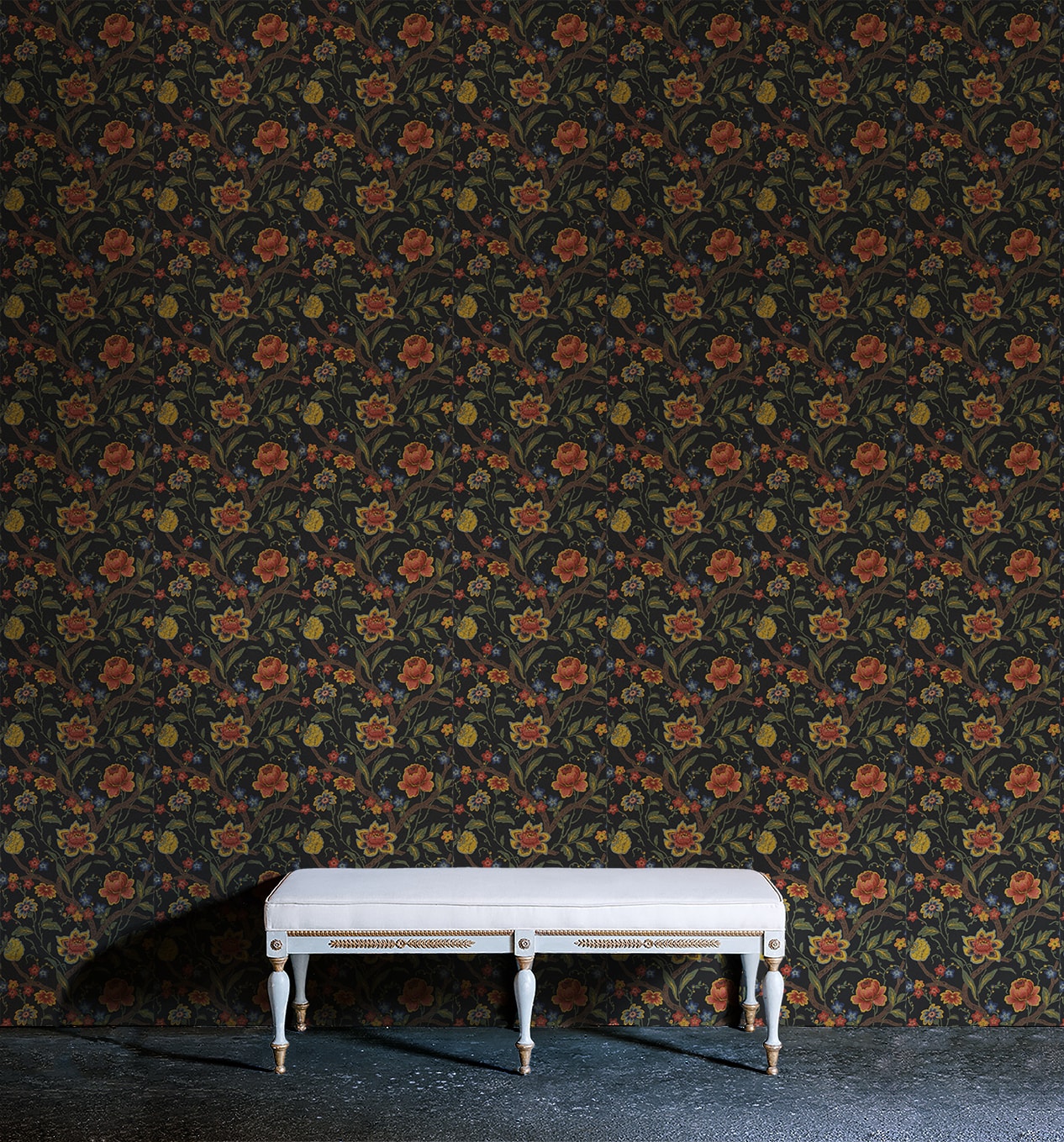 Baroque Flowers 02 Wallpapers Elusio Antique Design - Bench - HD Wallpaper 