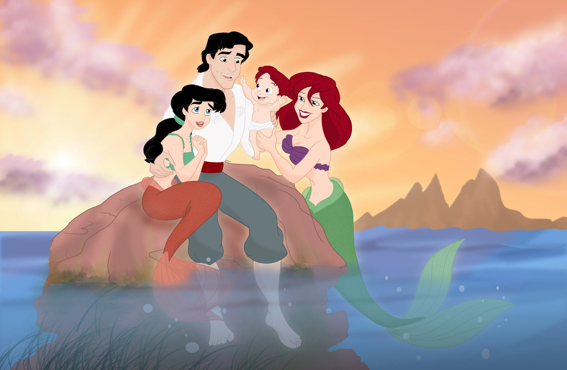 Little Mermaid Eric Wallpaper Free Download - Ariel And Her Family - HD Wallpaper 