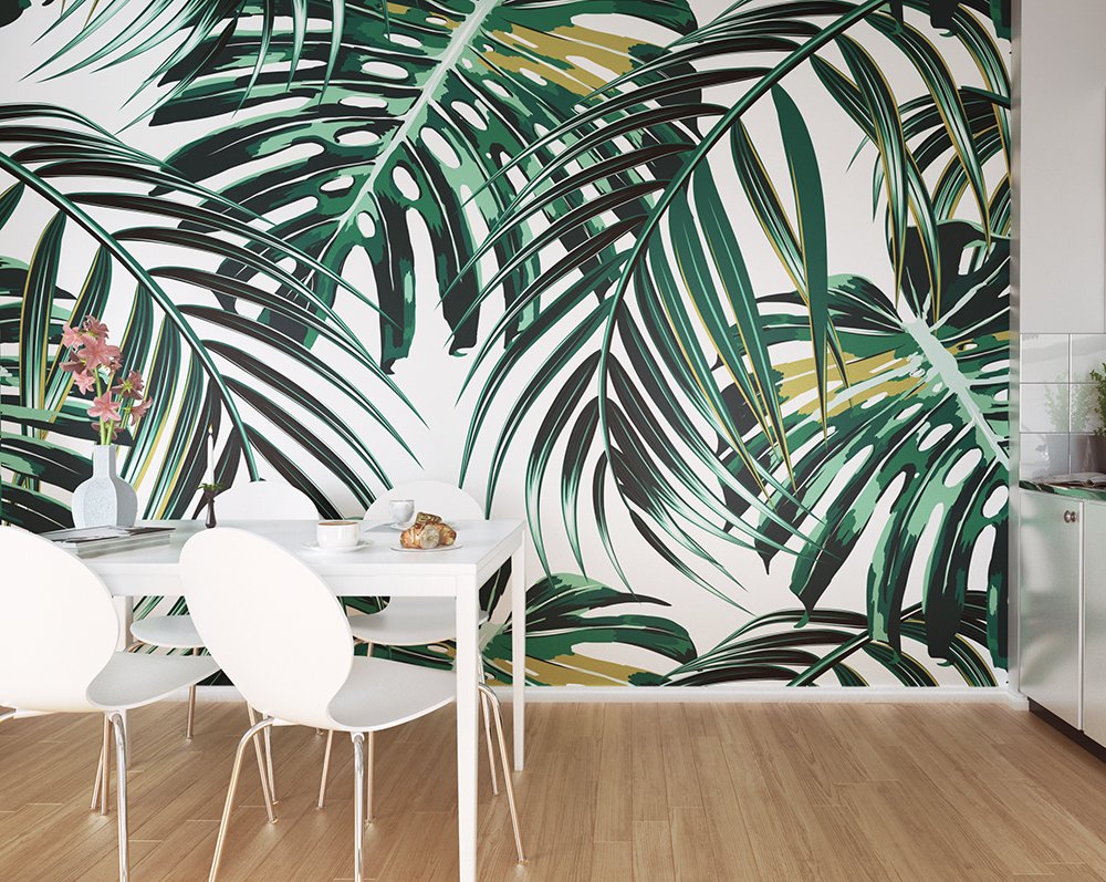 Tropical Leaves Wall Mural - HD Wallpaper 