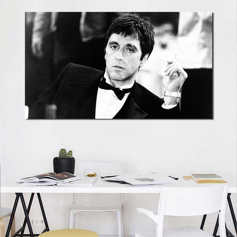 Black White Tony Montana Wallpaper Wall Art Canvas - Black And White Picture Of Scarface - HD Wallpaper 