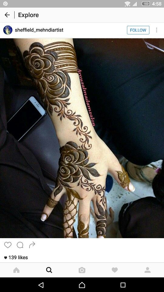 Latest Roses Mehndi Design - HD Wallpaper 