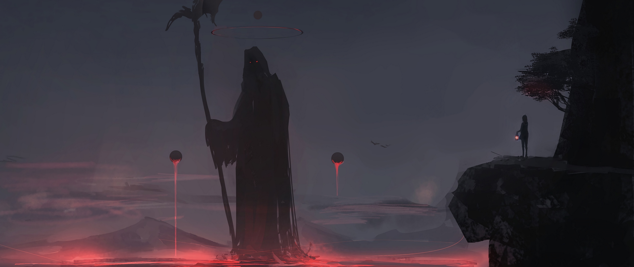Wallpaper Grim Reaper, Silhouette, Mantle, Dark, Art - Grim Reaper Wallpaper 4k - HD Wallpaper 