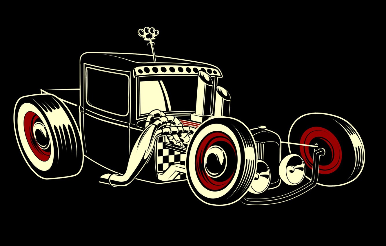 Photo Wallpaper Style, Black Background, Hot Rod - Hot Rod Rat Cartoon - HD Wallpaper 