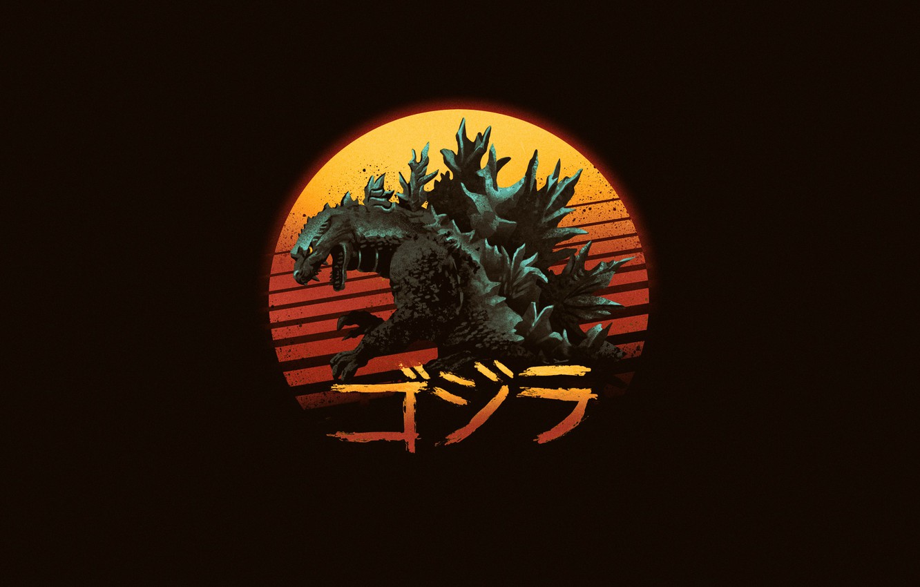 Photo Wallpaper Minimalism, Background, Art, Godzilla, - Godzilla: King
