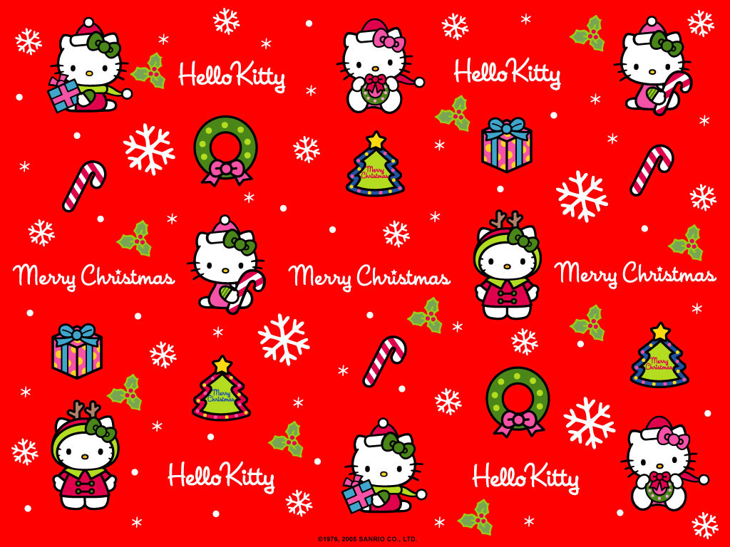 Christmas Wrapper Hello Kitty - HD Wallpaper 