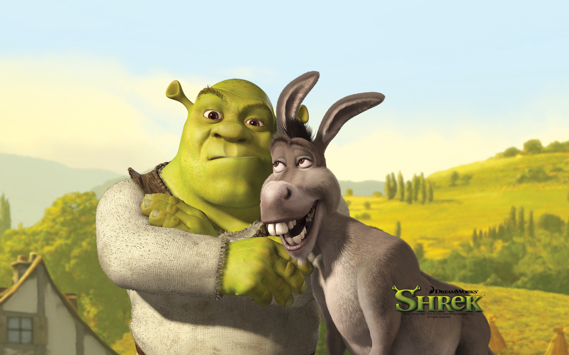 Shrek With Friends - Shrek And His Donkey - HD Wallpaper 