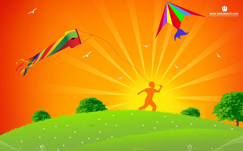 Wallpaper For Colorful Independence Day Celebration - Happy Makar Sankranti 2019 - HD Wallpaper 