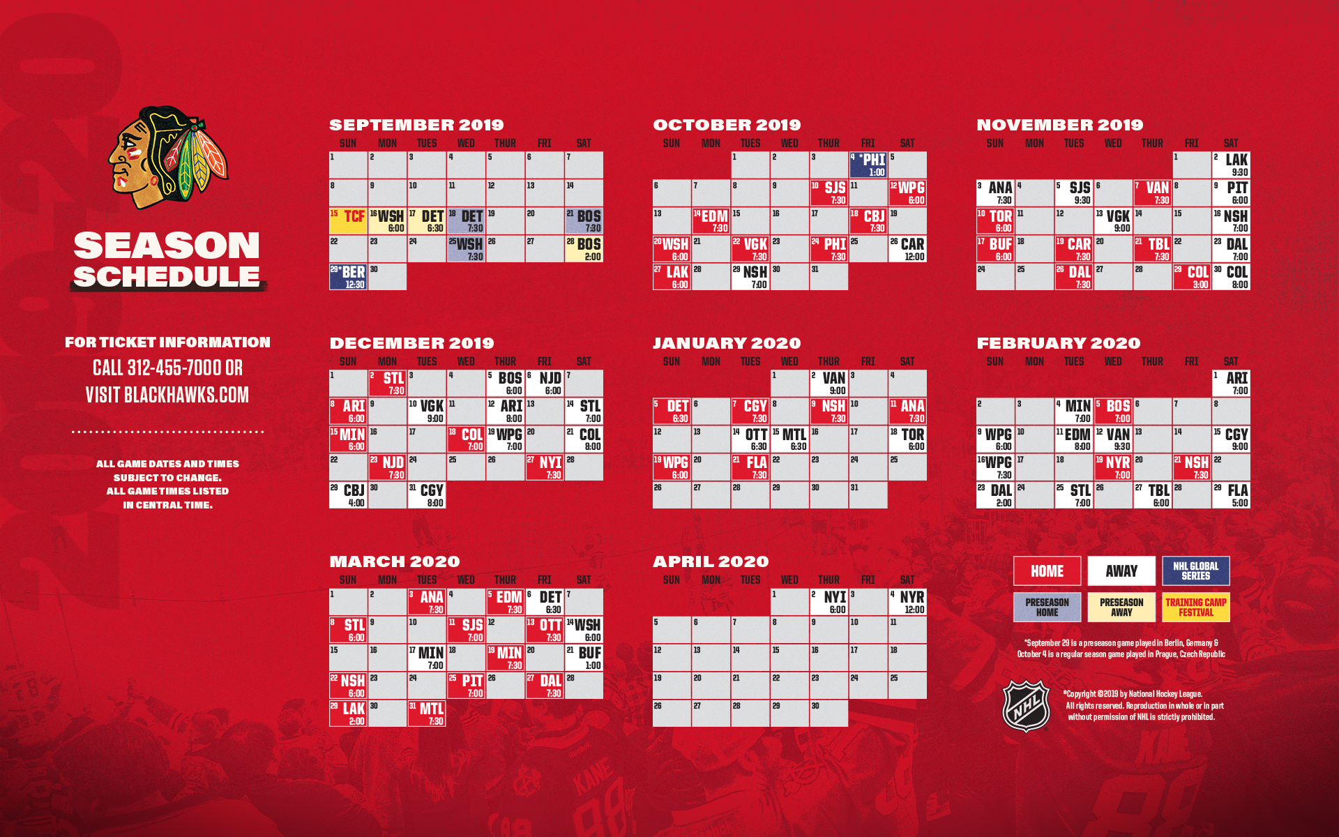 Chicago Blackhawks Schedule 2019 20 - HD Wallpaper 