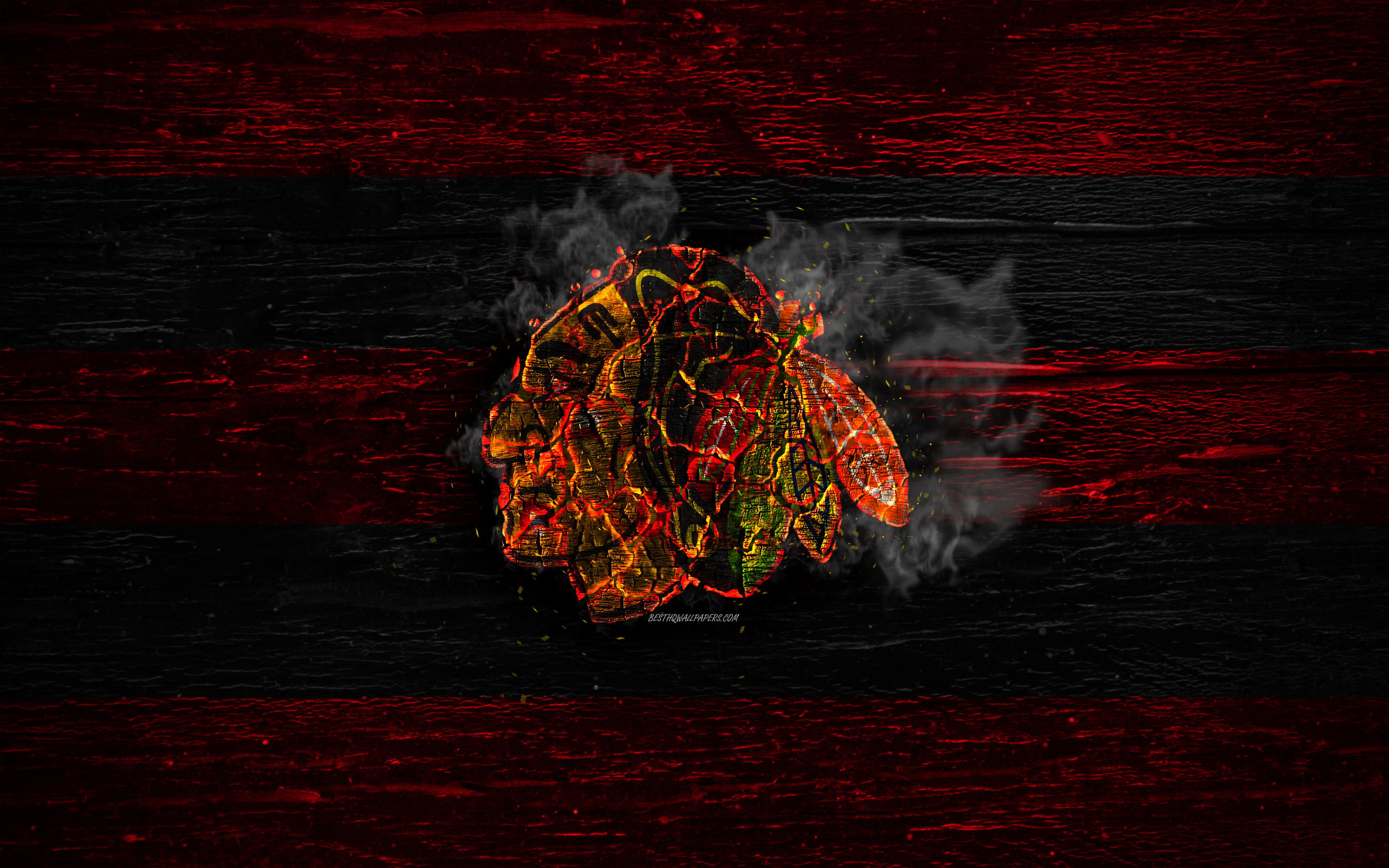 Chicago Blackhawks, Fire Logo, Nhl, Red And Black Lines, - Chicago Blackhawks Wallpaper Black - HD Wallpaper 