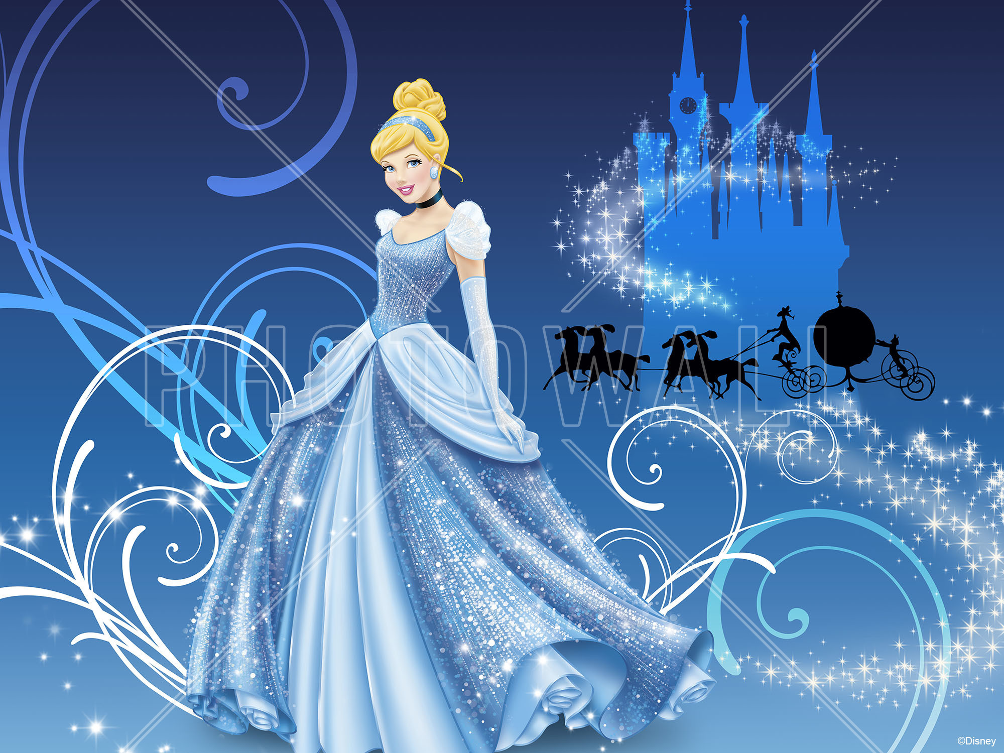 Disney Princess Cinderella Wall Mural Photo Wallpaper - Glitter Disney Princess Cinderella - HD Wallpaper 